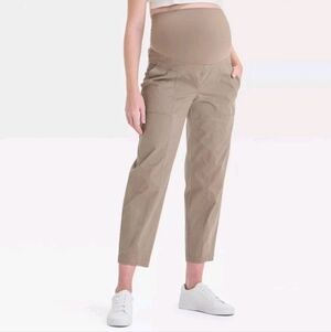 Over The Belly High Rise Barrel Leg Maternity Pants